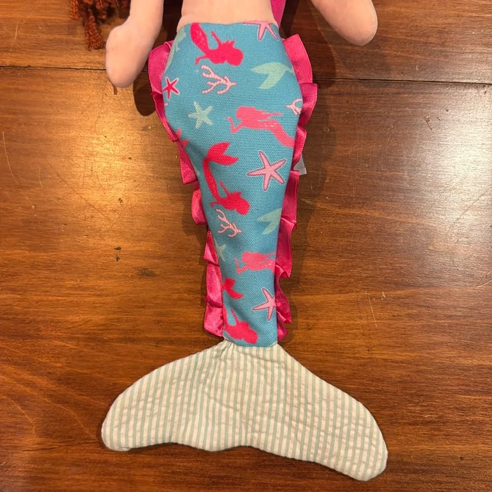NWOT The Preppy Pelican 3+ Mermaid Pink Blue Deep Red Hair Redhead Plush Doll